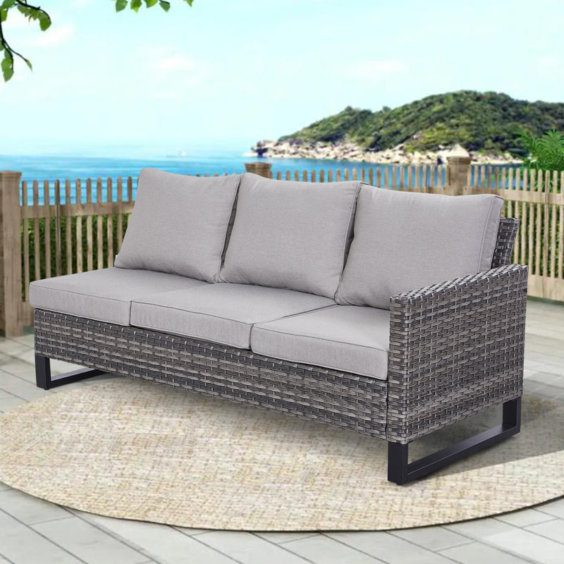 Deb 71.26'' Wide Straight Patio Sectional with Cushions, Gray