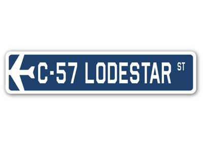 Plaque de rue militaire en aluminium Bertram C-57 Lodestar