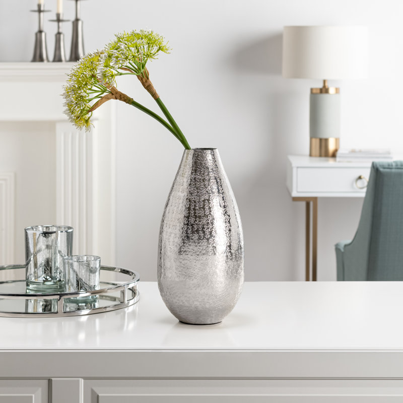 Vase de table Boltz, H 12,25 po x l 6,5 po x P 6,5 po, Argent