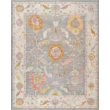 Oushak Hand Knotted Wool Oriental Area Rug in Taupe/Ivory/Yellow