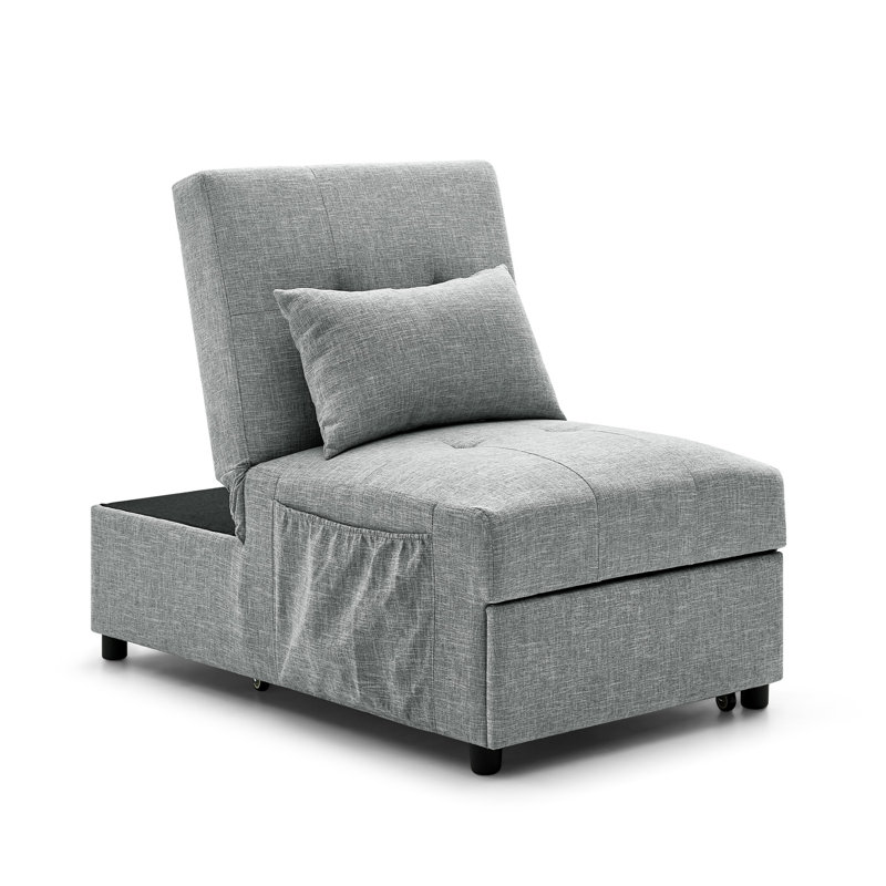 Canapé-lit pliant avec repose-pieds, Polyester gris