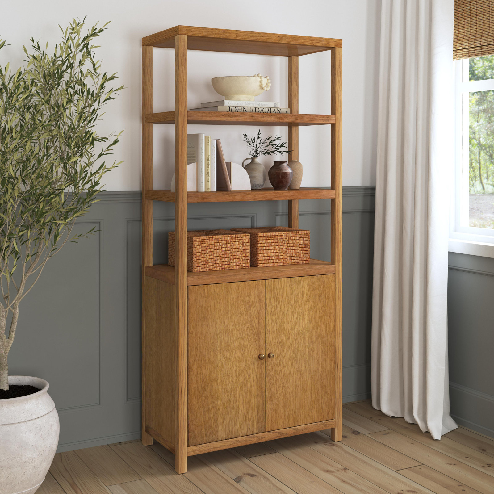Celine 32" Acacia Bookcase, Natural