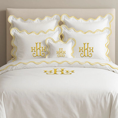 Monogram Cotton Luxurious Double Scallop Duvet Cover