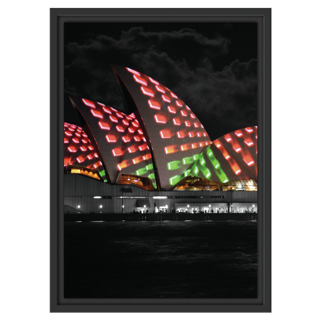 Gerahmtes Wandbild Sydney Opera House bei Nacht