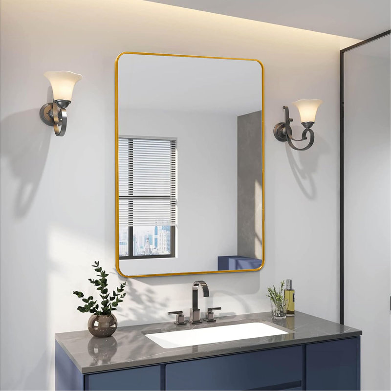 Miroir de salle de bain, Doré, 36 po x 24 po