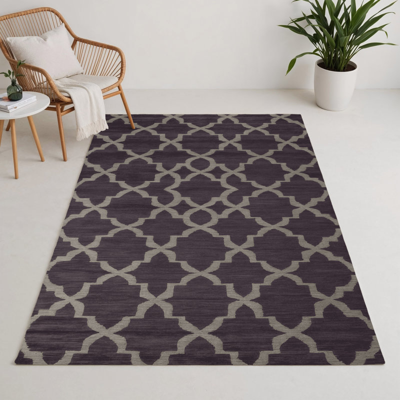 Trellis Purple Indoor and Outdoor Area Rug, Rectangle 9' x 12'