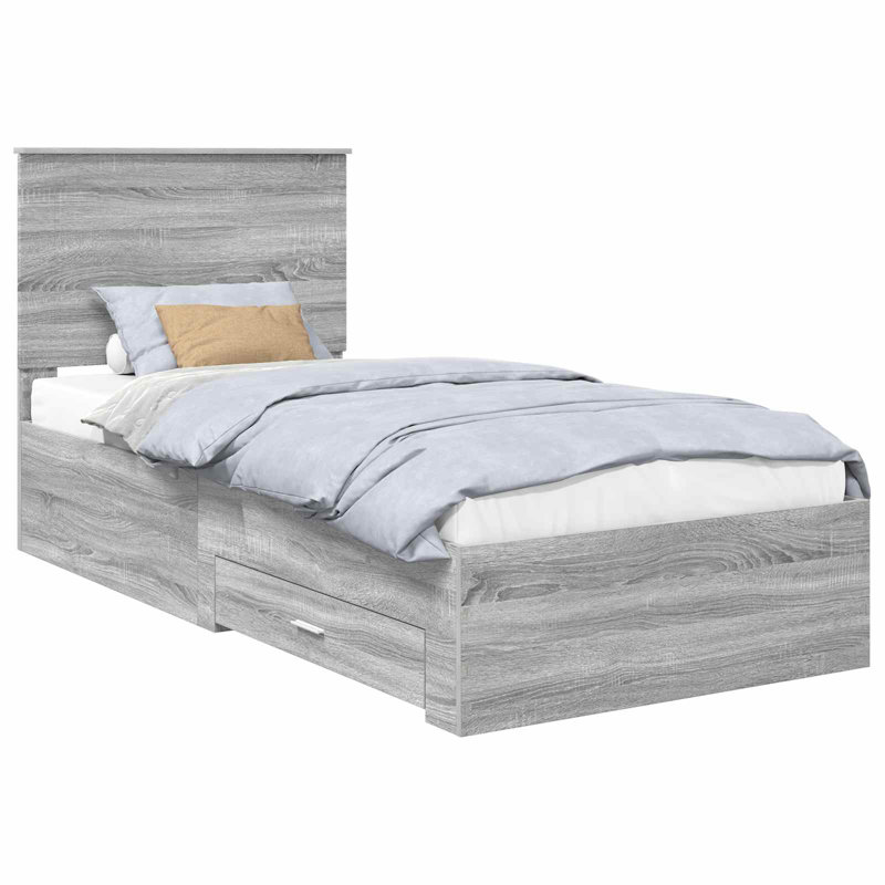 Bed Frame, Small Single (2'6), Silver/Grey Sonoma