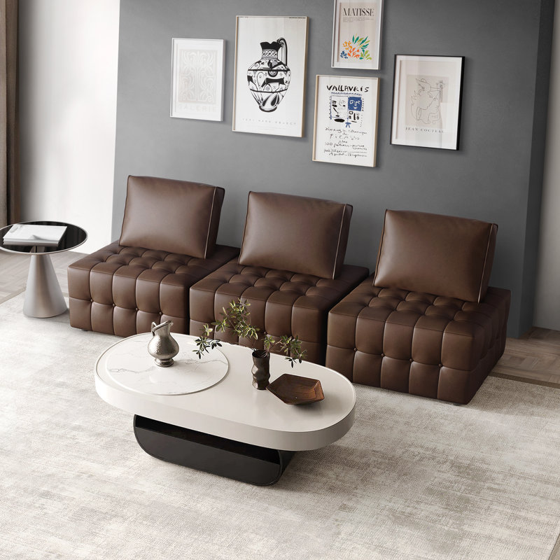 Ensemble de chaises modulaires en similicuir 3 pièces, Brown