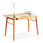 Ensemble de table de salle à manger en osier toutes saisons avec plateau en bois et coussin