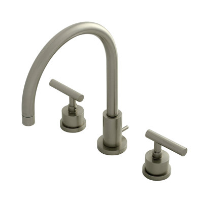 Kingston Brass Manhattan Two-Handle 3-Hole Deck Mount Widespread Bathroom Faucet with Brass Pop-Up Drain