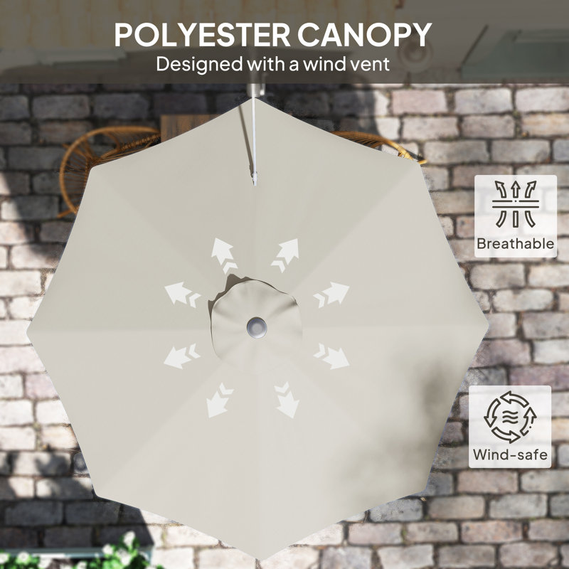 292cm Wall Mount Parasol, Light Grey