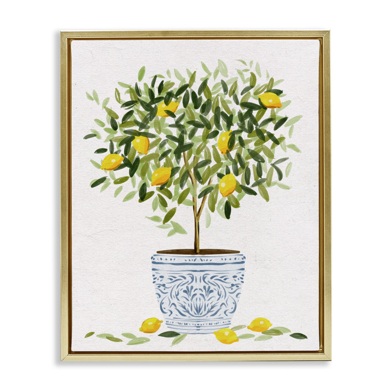 Pot à fleurs Lemon Tree, H 31 po x l 25 po, Cadre flottant métallique doré