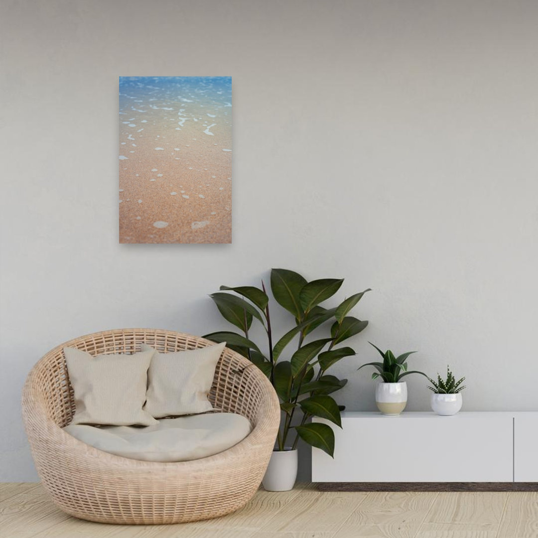 Wet Sand And Sea Foam Peaceful Serene Tranquil Coastal Wall Art Print