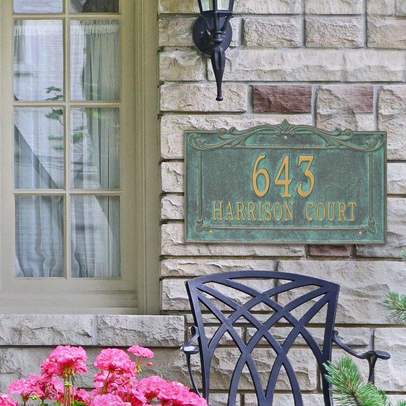 Signature Series 2-Line Wall Address Plaque, Verdigris, Bronze, Yes