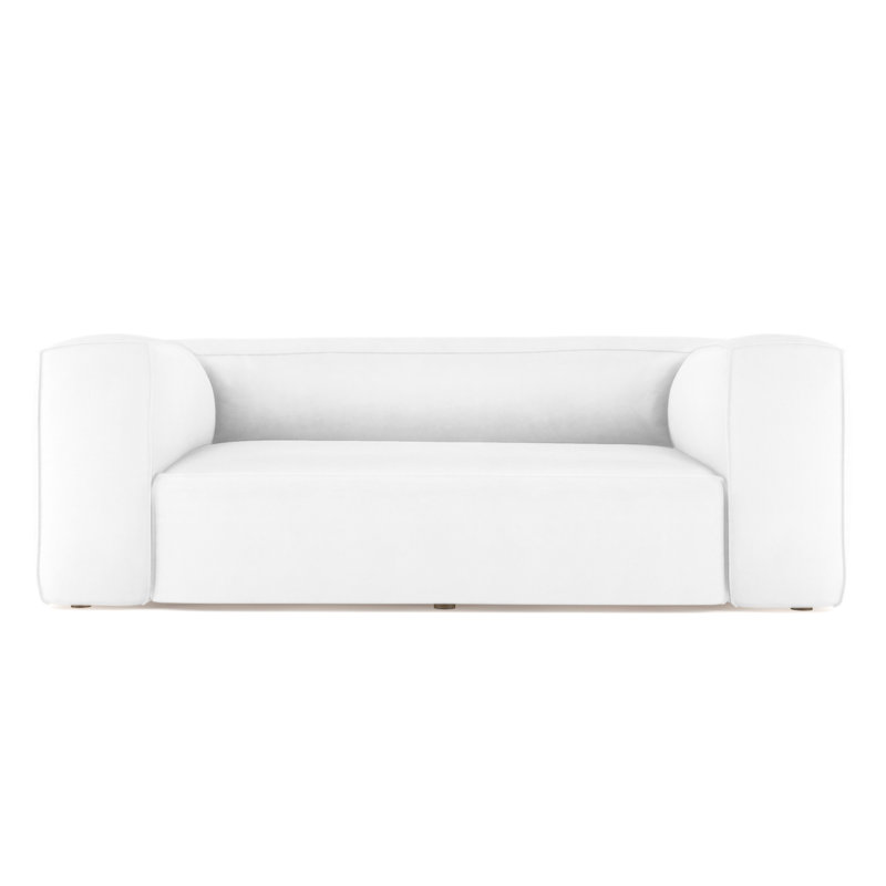 Canapé surdimensionné Varick, H 30 po x l 96 po x P 41 po, Patiné, Cuir rétro blanc