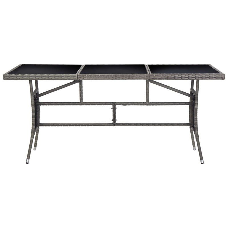 Garden Table 170X80x74 Cm Poly Rattan, Grey, Black