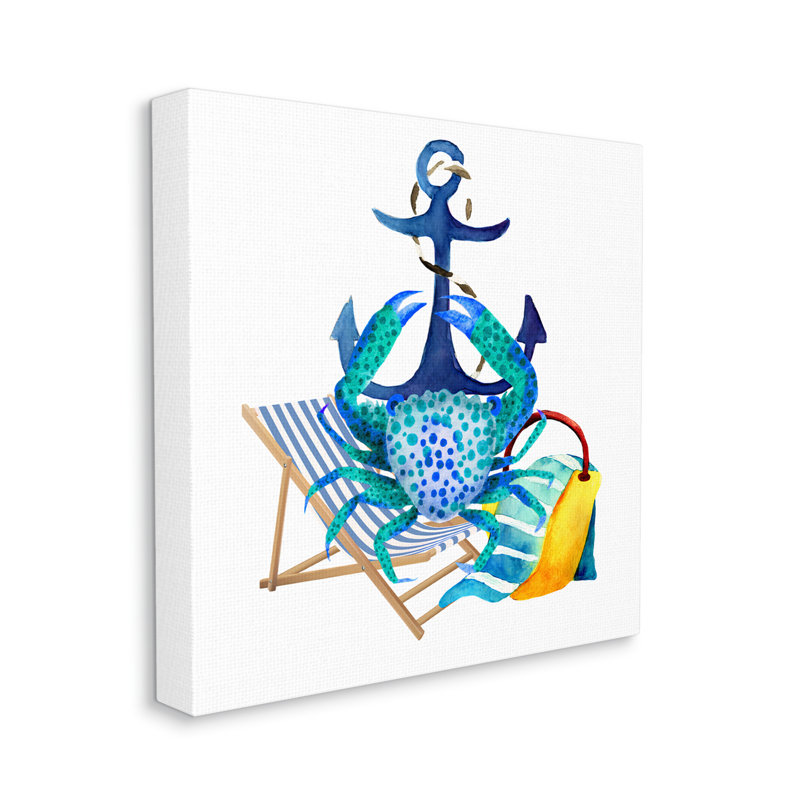 «Highland Dunes Anchor & Beach Crab», estampe numérique par Jesse Keith, Toile tendue, H 30 po x l 30 po x P 1,5 po