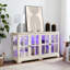 Armoire chic pour objets de collection blanc antique avec tablettes réglables en verre et rangement rétro élégant