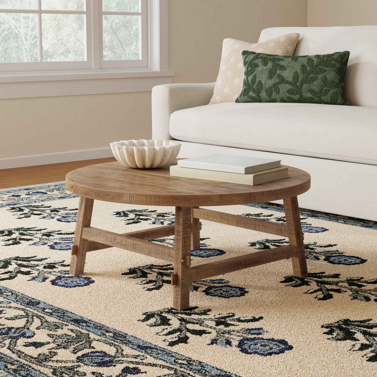 Loleta Solid Wood Single Coffee Table, 16" H x 36" L x 36" W, Medium Brown