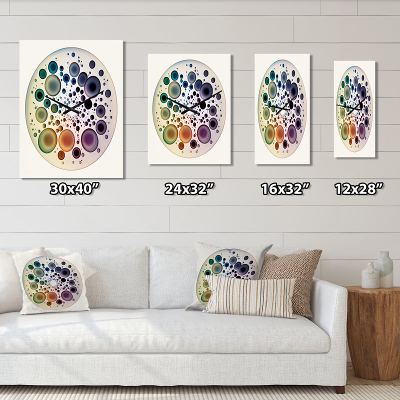 Doux Cymatics Mandala V - très grandes horloges murales géométriques modernes, H 32 po x l 24 po x P 1 po
