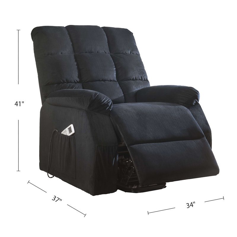 Upholstered Power Recliner, Black Velvet
