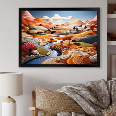 «Whimsical Fields Of Color Landscape I - Countryside», reproduction d'art sur toile