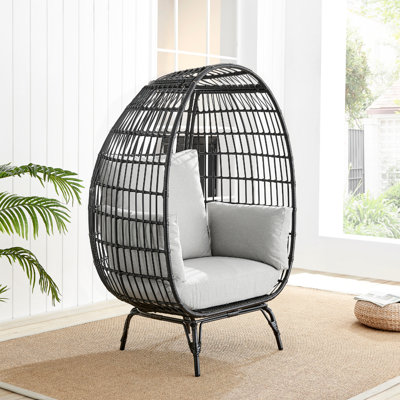 Fauteuil œuf en rotin avec coussin Coffeyville