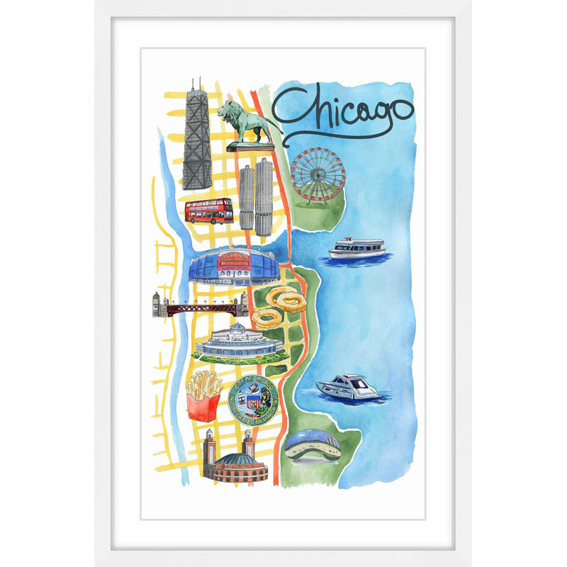 Famous Chicago - Single Picture Frame Painting, 46cm H x 30cm W