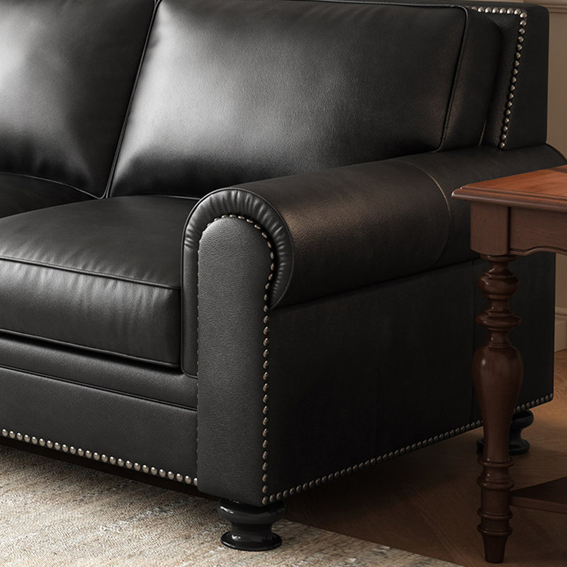 Causeuse-coussin standard en cuir véritable noir