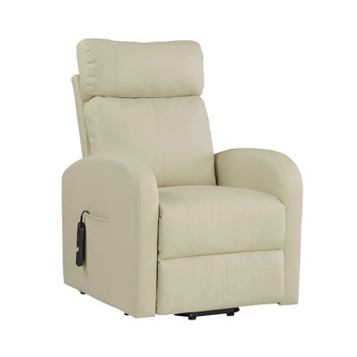 Ricardo Beige Synthetic Leather Power Motion Recliner W/Lift
