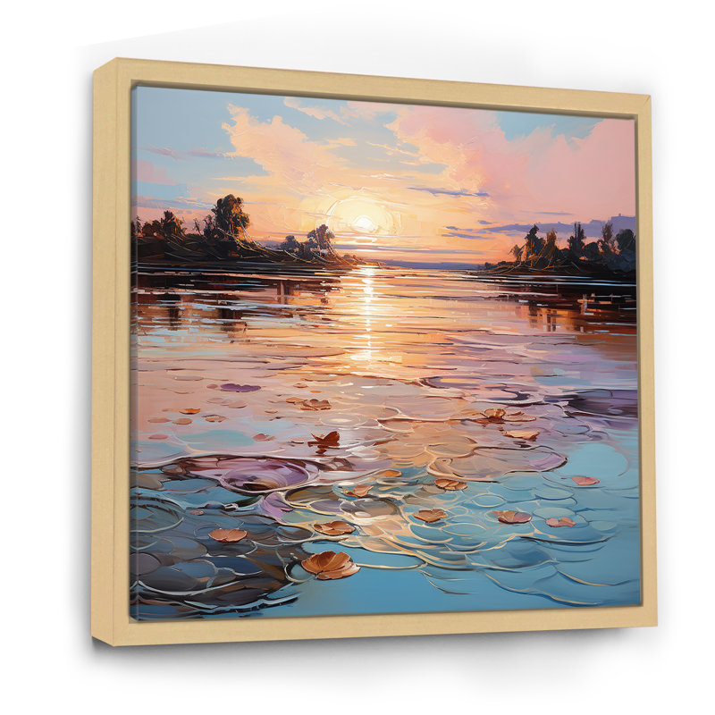 " Sunset Tranquil Ripples II ", Natural Floater Framed, 16" H x 16" W x 1" D