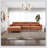 L-Shaped Cognac PU Leather Sectional Couch-1298740856