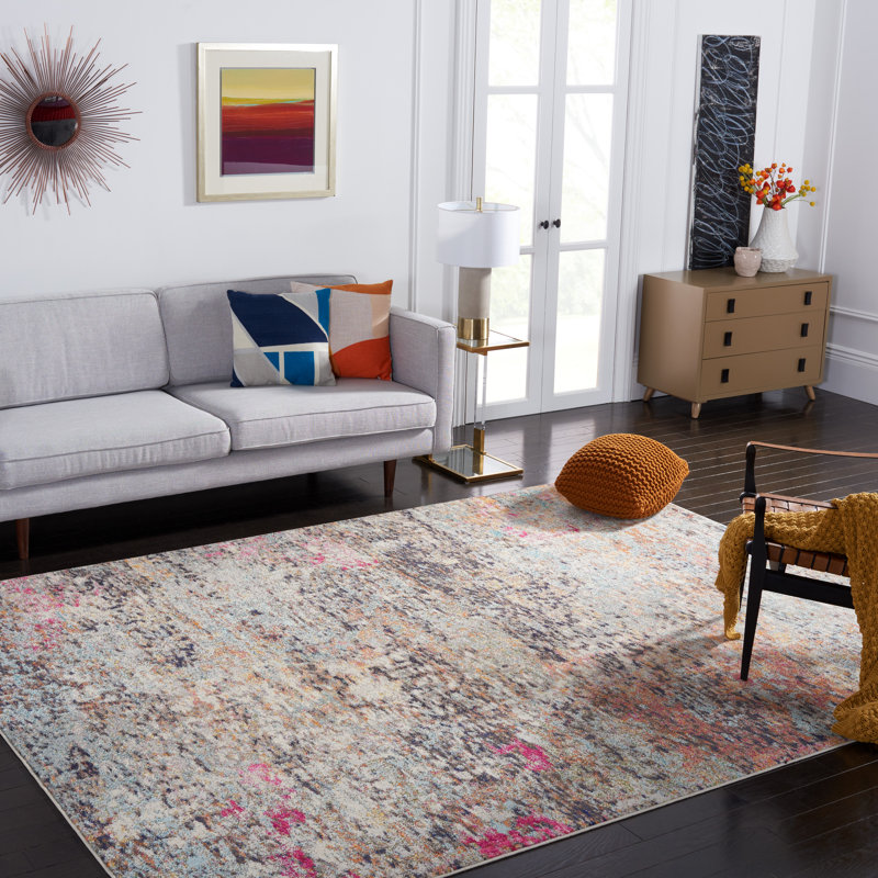 Felty Abstract Machine Made Power Loom Polypropylene Area Rug in Black/Gold, Rectangle 9' x 12'