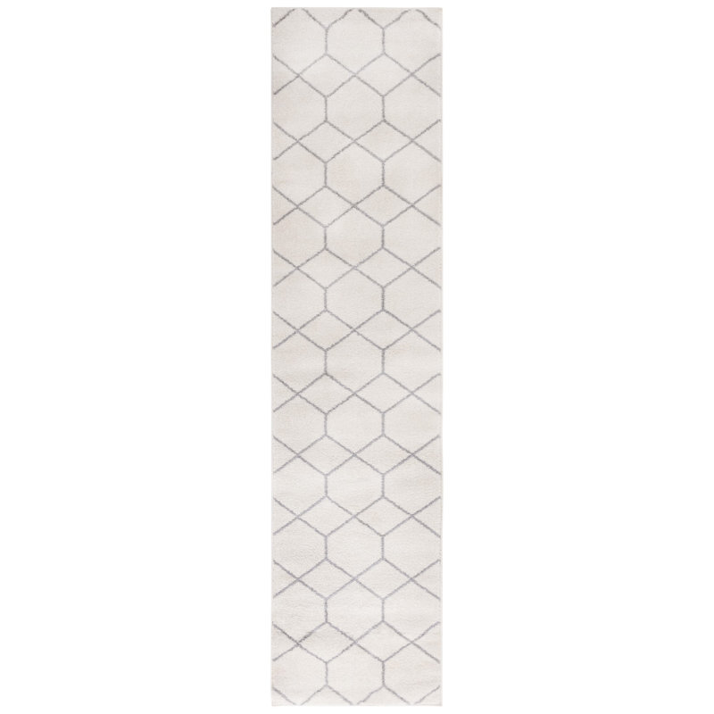Tapis ivoire / gris Kasturi 608, Tapis de couloir 2 pi 2 po x 9 pi
