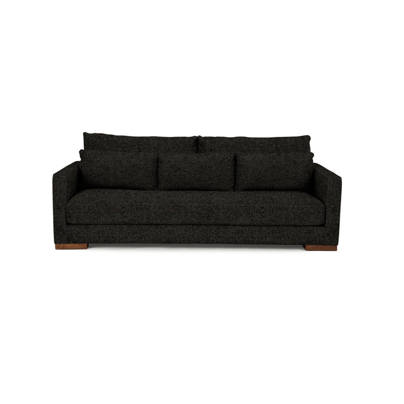 Leon Sofa, Black Bear Polyester, Walnut