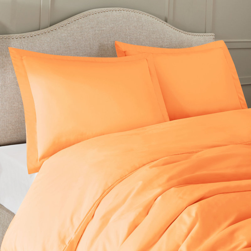 Polyester Duvet Cover, Apricot Orange, Full/Double Duvet Cover + 2 Shams