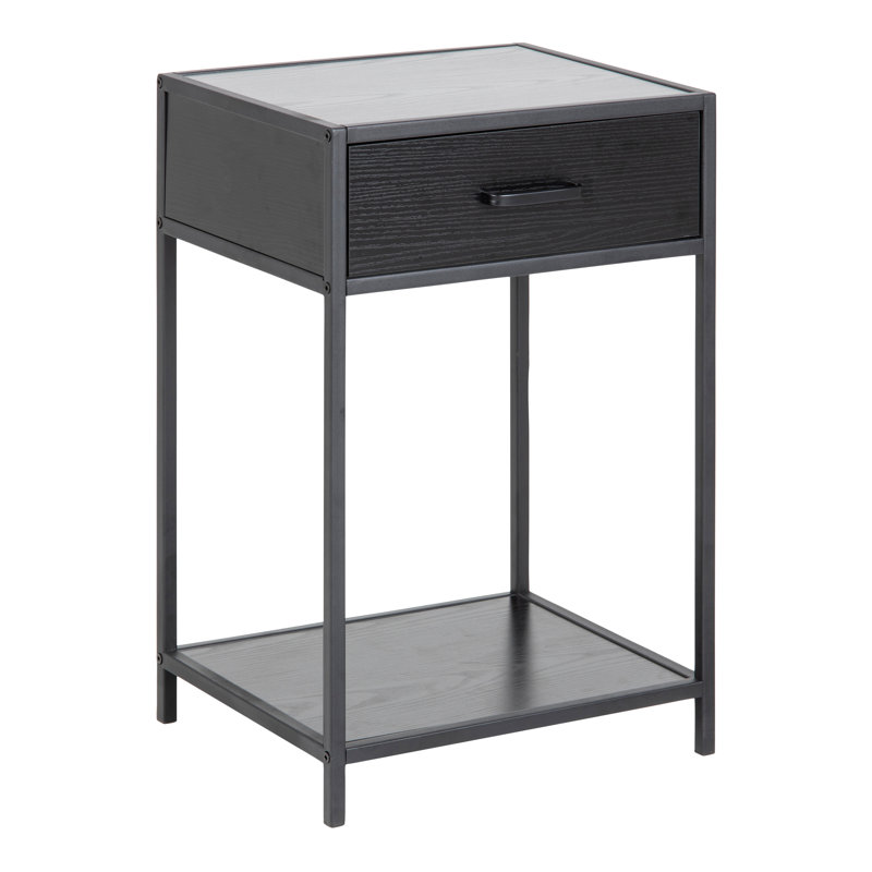 Alexzandra 42cm W Plywood / Laminate Board Bedside Table, Black