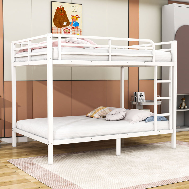Full XL over Full XL Metal Bunk Bed with Ladder