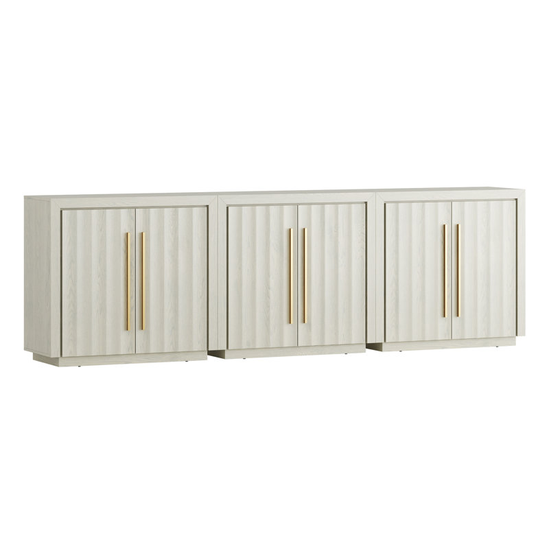 Ensemble de 3 buffets modulaires avec rangement et tablettes réglables, sable blanc