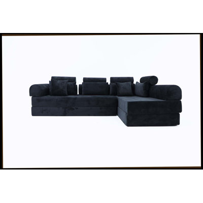 L Shape Modular Sectional Sofa, Compressed Sectional Sofa Modern Minimalist Style Corduroy Couch,Unfold Into A Bed, Bedroom, Comfy Compressed Sofa Cou