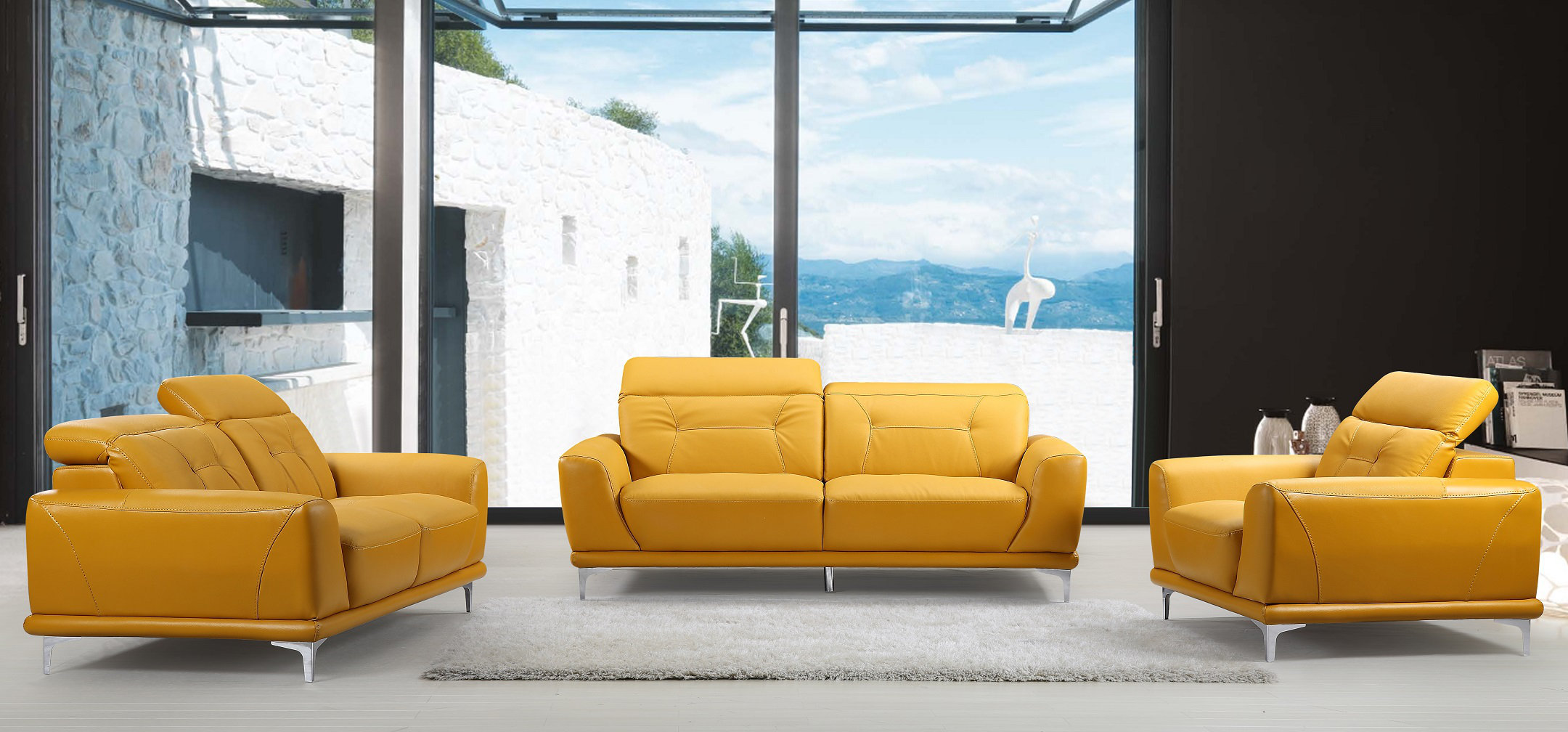 Orren Ellis Dona 3 Piece Leather Match Living Room Set | Wayfair
