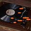 Nut-brown+Black Rectangular Solid Wood+Copper Media Players-121335598