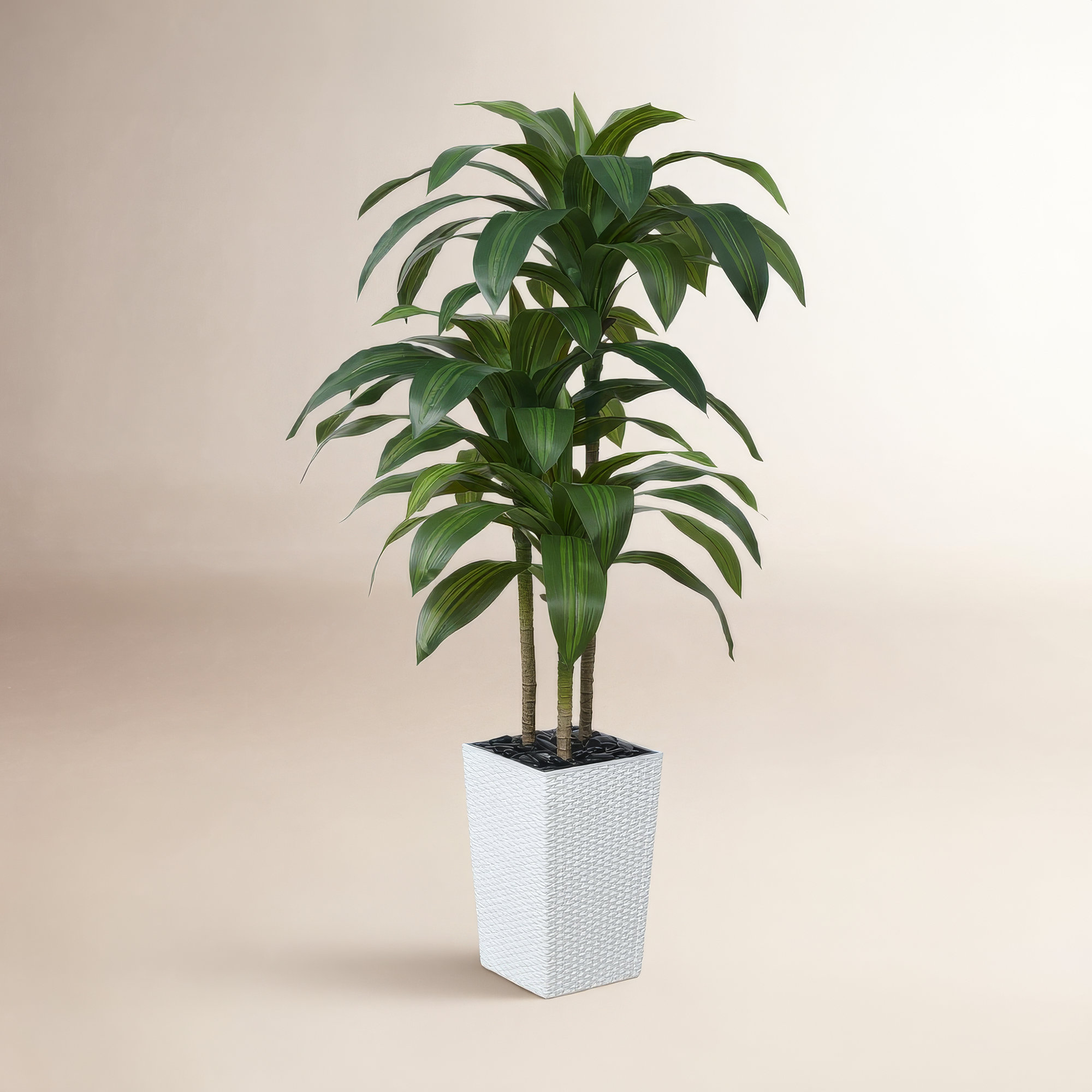 Adcock UV Resistant Artificial Green Dracaena Tree, Faux Tree with Large Base for Indoor Outdoor, White
