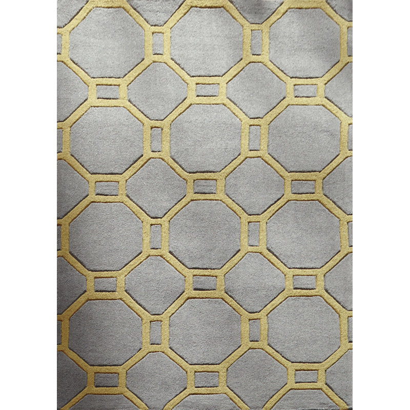 Lybbert area rug Hand Tufted Rectangle Grey/Yellow, Rectangle 120cm x 170cm