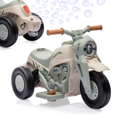 6V Kids Ride-On Bubble Motorcycle with LED Headlights, Music,3 Wheels,Forward/Reverse– Fun Electric Toy 