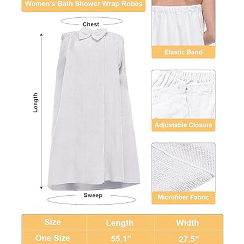Shower Wrap Robes Spa Body Wrap Bathrobe Ultra Absorbent Cover up Towels,140 x 70cm/55" x 27.5", White
