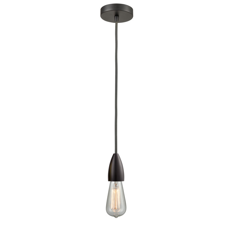 Luminaire suspendu à 1 lumière Cecile, Bronze huilé / gris