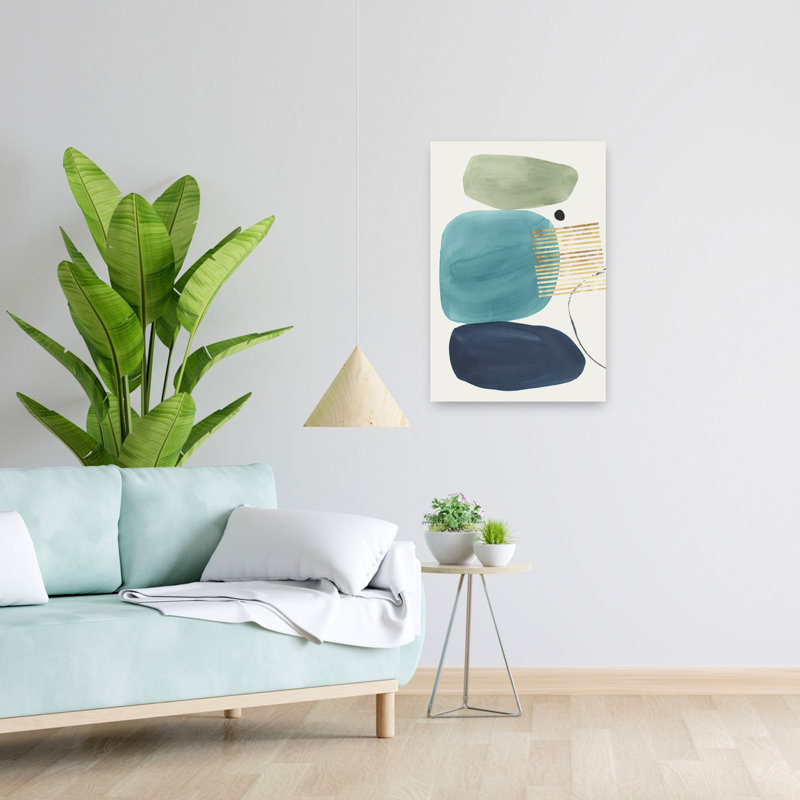 «Pistachio Dreams II», art géométrique abstrait moderne, H 24 po x l 16 po
