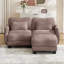Canapé en L avec support en chenille avec coussin de taille délicate, conception ergonomique en courbe, avec repose-pieds mobile, assemblage facile pour le salon-187482247