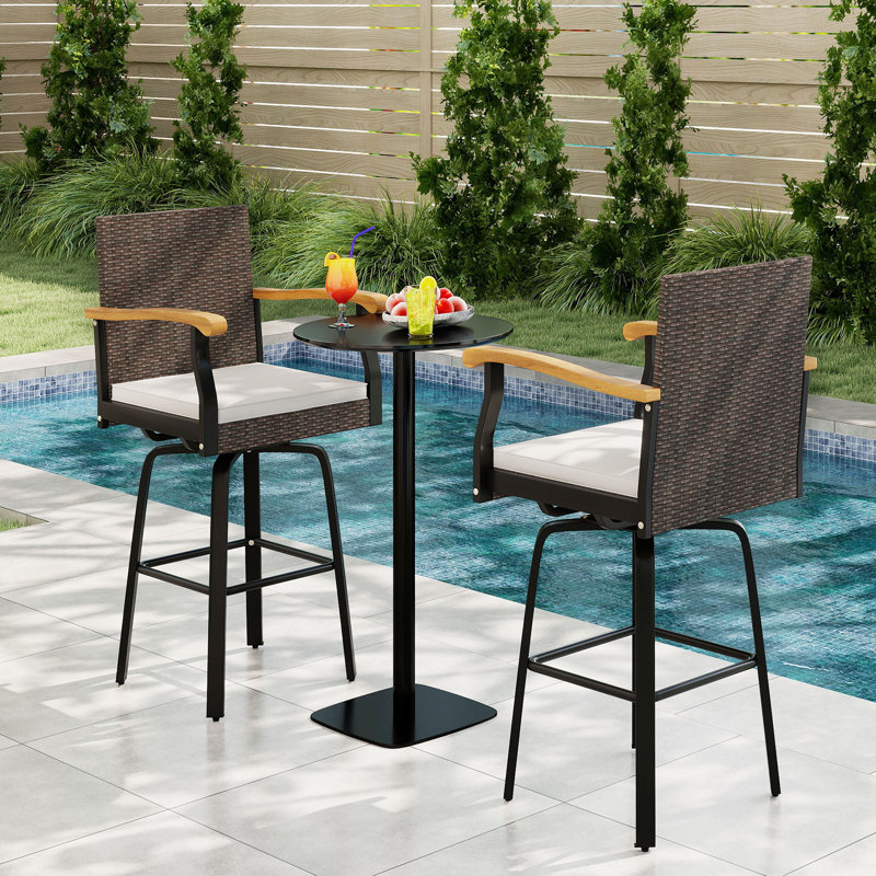 2 tabourets de bar rotatifs 360 degrés avec repose-pieds amovibles, 2